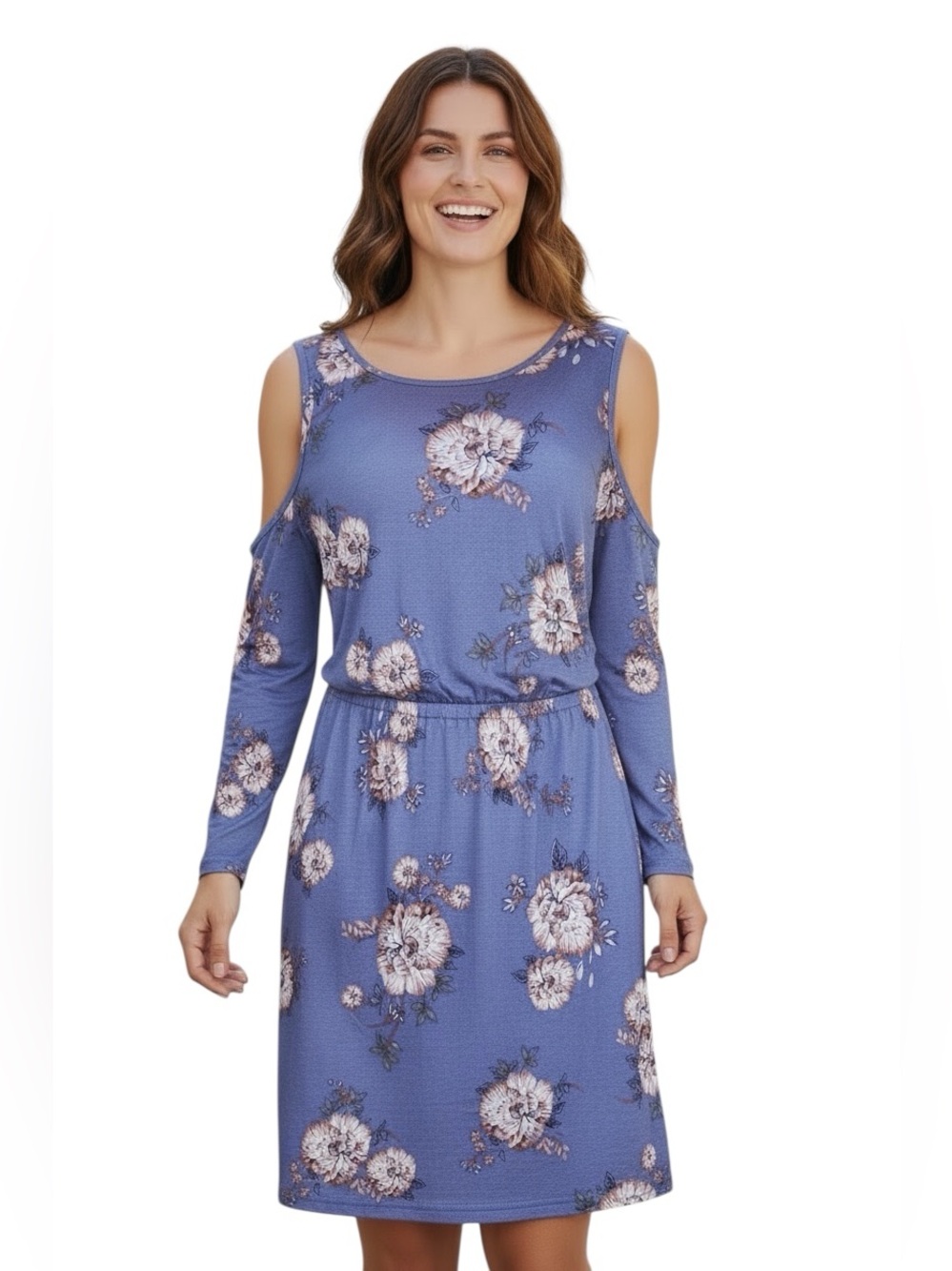 Pink Rose Cold Shoulder Floral Dress Sz S New